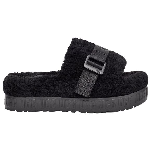 UGG Fluffita Black Platform Slide - Picture 3 of 9